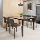 Ver imagem 1 de Conjunto Sala de Jantar 6 Lugares Retangular Tampo de Vidro 160x85cm Mesa Smart com Cadeiras Mono Preto