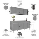 Ver imagem 3 de Armário Cozinha e Balcão com Tampo 180cm Dallas Cinza - Lumil