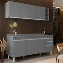 Ver imagem 2 de Armário Cozinha e Balcão com Tampo 180cm Dallas Cinza - Lumil