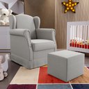 Ver imagem 2 de Poltrona De Amamentação Com Balanço E Puff Elisa P02 Facto Cinza Metalizado - Lyam Decor