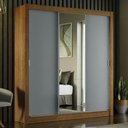 Ver imagem 1 de Guarda-roupa Casal Mônaco 3 Portas Com Espelho Rustic/Cinza