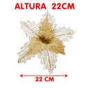 Ver imagem 3 de Flores Ramos Árvore Natal com Gliter Dourado 22cm Kit 8pçs