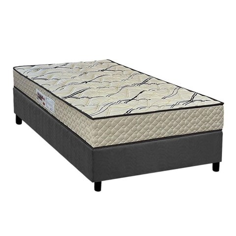 Cama Box Solteiro: Colchão Espuma D33 Paropas Ag65 Max Sono + Base Crc Suede Gray (88x188)