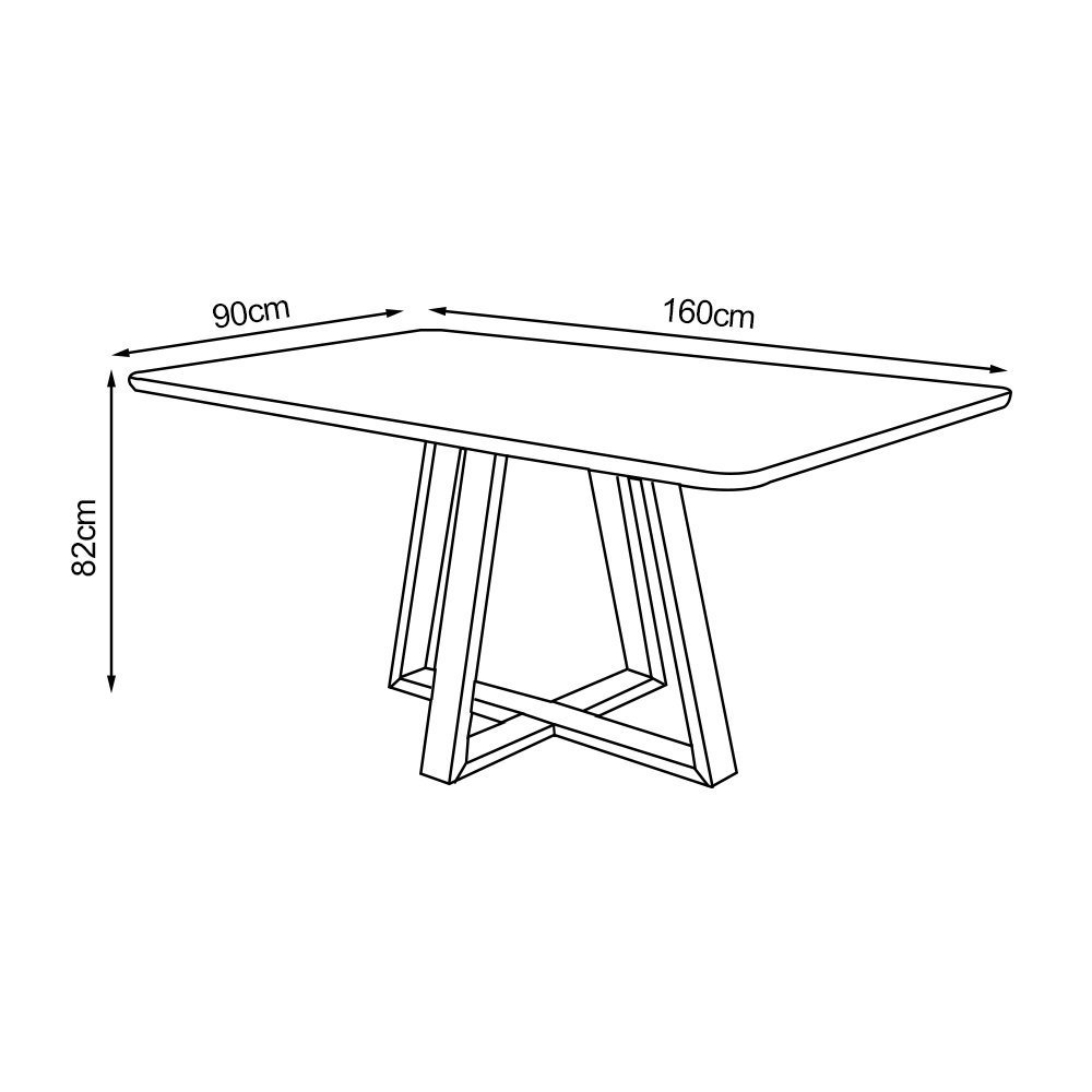 Mesa de Jantar 160x90 Tampo Mdf/vidro para 6 Lugares Pés Madeira Maciça Pérola - Imbuia/off White - 2