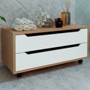 Ver imagem 2 de Balcao Gabinete com 2 Gavetas e 4 Rodizios Bn3643 Amendoa Branco Tecno Mobili