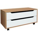 Ver imagem 1 de Balcao Gabinete com 2 Gavetas e 4 Rodizios Bn3643 Amendoa Branco Tecno Mobili