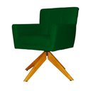 Ver imagem 2 de Poltrona Decorativa Onix Pés Giratório de Madeira Suede Verde - DS Estofados