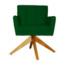 Ver imagem 1 de Poltrona Decorativa Onix Pés Giratório de Madeira Suede Verde - DS Estofados