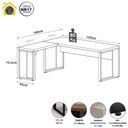 Ver imagem 2 de Mesa L Escritório Industrial 1,50m X 0,70m Pés Metal F5 Cor:nogal com Preto