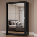 Ver imagem 1 de Guarda-roupa Solteiro 2 Portas de Correr com Espelhos Preto Milano Madesa