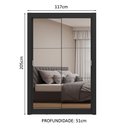 Ver imagem 4 de Guarda-roupa Solteiro 2 Portas de Correr com Espelhos Preto Milano Madesa