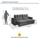 Ver imagem 4 de Sofa Retratil e Reclinavel Toronto 250cm Kc Rei de Casa Veludo Cinza
