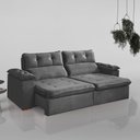 Ver imagem 2 de Sofa Retratil e Reclinavel Toronto 250cm Kc Rei de Casa Veludo Cinza