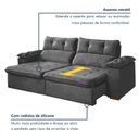 Ver imagem 6 de Sofa Retratil e Reclinavel Toronto 250cm Kc Rei de Casa Veludo Cinza
