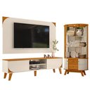 Ver imagem 1 de Rack Bancada e Painel para Tv Duna com Cristaleira Moss Cinamomo Off White - Madetec