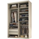 Ver imagem 1 de Closet Solteiro Guarda Roupa sem Porta 139cm 2 Gavetas Mdf Tunísia R02 Bege - Lyam Decor
