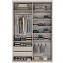 Ver imagem 3 de Closet Solteiro Guarda Roupa sem Porta 139cm 2 Gavetas Mdf Tunísia R02 Bege - Lyam Decor