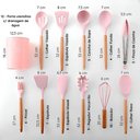 Ver imagem 4 de Kit 12 Peças Jogo de Cozinha de Silicone Resistente a Altas Temperaturas - Rosa