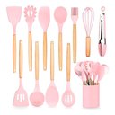 Ver imagem 2 de Kit 12 Peças Jogo de Cozinha de Silicone Resistente a Altas Temperaturas - Rosa