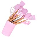 Ver imagem 5 de Kit 12 Peças Jogo de Cozinha de Silicone Resistente a Altas Temperaturas - Rosa