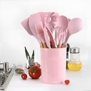 Ver imagem 3 de Kit 12 Peças Jogo de Cozinha de Silicone Resistente a Altas Temperaturas - Rosa