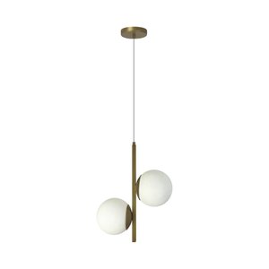 PENDENTE DROP DUPLO DOURADO GLOBO LEITOSO Enerlux 2 Metros