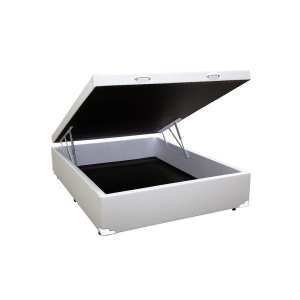 Base Box Baú Casal Sintético Branco - 39x138x188 - 2