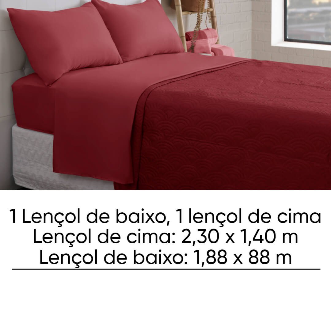 Jogo Lençol de Cama Solteiro 3 Peças Malbec - 2