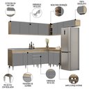 Ver imagem 3 de Armário de Cozinha Modulado de Canto 7 Peças Cp24 com Pia Inox Castanho/cinza - Lumil Lumil Móveis