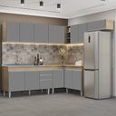 Ver imagem 2 de Armário de Cozinha Modulado de Canto 7 Peças Cp24 com Pia Inox Castanho/cinza - Lumil Lumil Móveis