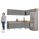 Ver imagem 5 de Armário de Cozinha Modulado de Canto 7 Peças Cp24 com Pia Inox Castanho/cinza - Lumil Lumil Móveis