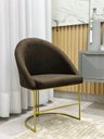 Ver imagem 3 de Kit Poltronas Decorativa Lua Sala de Jantar Base Industrial Dourada Marrom