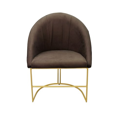 Kit Poltronas Decorativa Lua Sala de Jantar Base Industrial Dourada Marrom