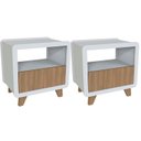 Ver imagem 1 de Conjunto 2 Mesas de Cabeceira 55cm com Gaveta e Nicho 100% MDF Padrão Planejados Mabel Branco
