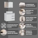Ver imagem 7 de Conjunto Gabinete Banheiro Completo Prisma 60cm - Branco Inteiro com Tampo Vidro