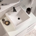 Ver imagem 2 de Conjunto Gabinete Banheiro Completo Prisma 60cm - Branco Inteiro com Tampo Vidro