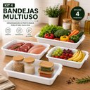 Ver imagem 2 de Kit 4 Bandeja Frigorifica Carnes Frios Branca Box Organizador 5,8L Retangular com Alca Bacia Exposit