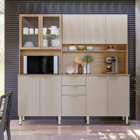 Cozinha Compacta 10 Portas 02 Gavetas Amora Amêndola Nude Prime Tx Demóbile