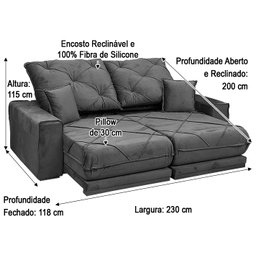 Sofá Retrátil Reclinável 2,30 M Marrom 01 Campinas Plus - 9 Sofá Retrátil Reclinável 2,30 M Marrom 01 Campinas Plus - 9