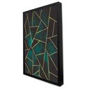 Ver imagem 2 de Quadro Decorativo Caixa Geométrico Mosaico Verde Tacolado Moldura Caixa 3cm Preta com Vidro 60 X 90c