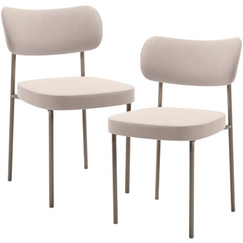 Kit 02 Cadeiras para Sala de Jantar Melina Base Arena L02 Suede Bege - Lyam Decor