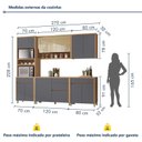 Ver imagem 3 de Cozinha 5 Peças Condessa 10 Portas Torre Quente 100% MDF Cinza/Carvalho Titânio
