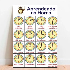 Placa Educacional Aprendendo as Horas - 40x60cm