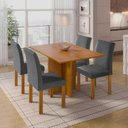 Ver imagem 1 de Conjunto Sala de Jantar 4 Lugares Retangular Tampo MDF Mesa Carol com Cadeiras Espanha