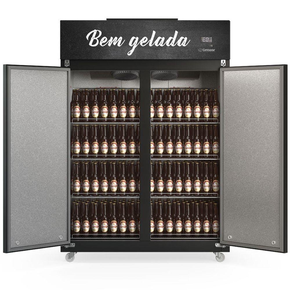 Mini Câmara de Bebidas Porta Dupla Gmcb2p Gelopar Mini Câmara 1421 Litros Preta 220v - 2