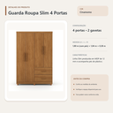 Ver imagem 5 de Guarda Roupa Slim 4 Portas 2 Gavetas Cinamomo Formimóveis