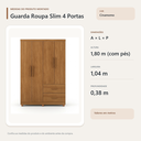 Ver imagem 4 de Guarda Roupa Slim 4 Portas 2 Gavetas Cinamomo Formimóveis