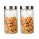 Ver imagem 1 de Conjunto 2 Potes Vidro Rattan Tampa Inox 1700ml Class Home