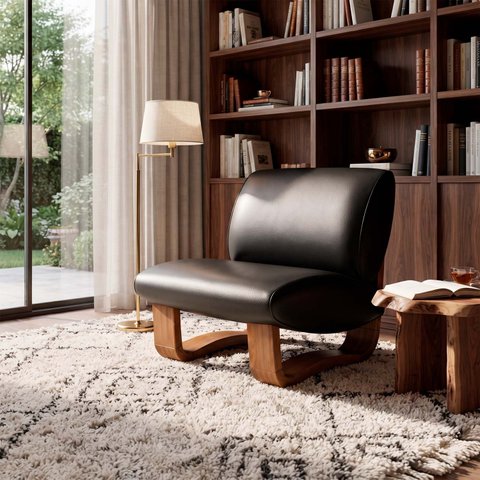 Poltrona Lusso Estofada Design Moderno Estrutura Madeira Cor Champagne Tecido Corino Preto