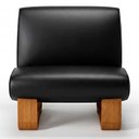 Ver imagem 5 de Poltrona Lusso Estofada Design Moderno Estrutura Madeira Cor Champagne Tecido Corino Preto